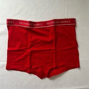Victorias Secret Logo Cotton High-Waist Boyshort Panty Red Medium